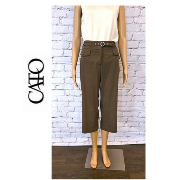 CATO, Boho olive green cropped khaki pants - Picture 3 of 9